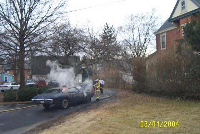 Car fire under control, Evergreen Street, West Grove, '04